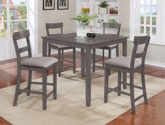 Crown Mark - Henderson Grey Counter Height Dinette w/4 Chairs