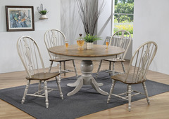 Crown Mark - Jack Round Pedestal Table w/ 4 Keyhole Chairs