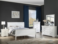 Crown Mark - Louis Philip White Queen Bed, Dresser/Mirror, & NS