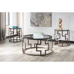 Ashley Furniture - Frostine Dark Bronze Coffee & End Tables Set