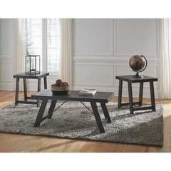 Ashley Furniture - Noorbrook Black/Pewter Coffee&End Tables Set