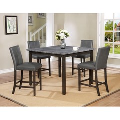 Crown Mark - Pompei Counter High Grey Dinette w/4 Chairs