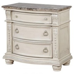 Crown Mark - Stanley Antique White Night Stand w/Real Marble