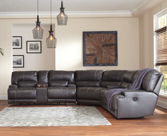 Ashley Furniture McCaskill Gray DBL REC PWR w/Console-Real Leather