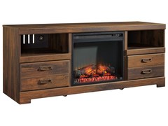 Ashley Furniture - Quinden Brown TV Stand w/ Fireplace