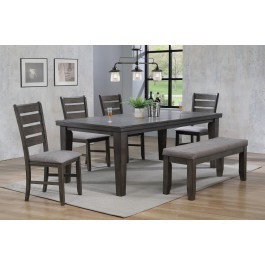 BardstownGrey DiningTable w/18"Leaf,4 Chairs&Bench