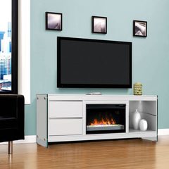 Classic Flame - Biscayne White TV Stand with Electric Fireplace
