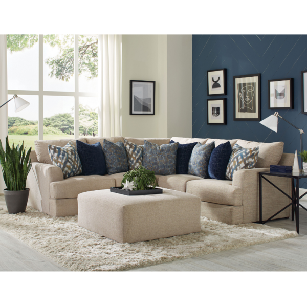 Laguna Almond RSF Piano Wed Sectional w/Ottoman