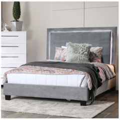 Furniture Of America - Lighted Grey Queen Bed