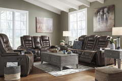 Ashley Furniture PWR GameZone Bark RCLw/ Adj Head-Real Lthr