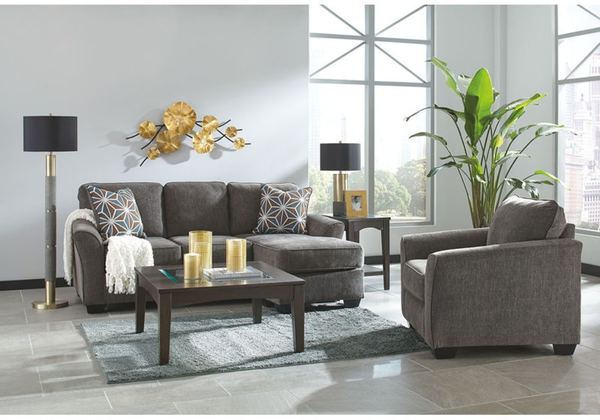 Ashley Furniture - Brise Slate Movable Chaise Sofa and Chair