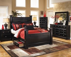 Ashley Furniture - Shay Poster Queen Bed, Dresser/Mirror, & NS