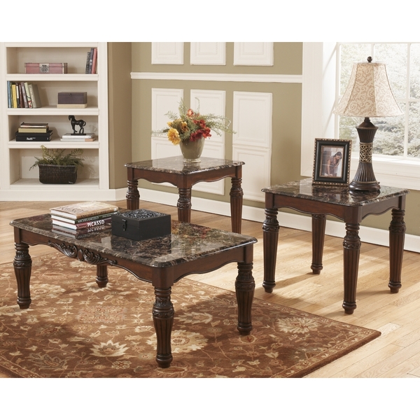 Ashley Furniture - North Shore Faux Marble Top Coffee&End Tables Set