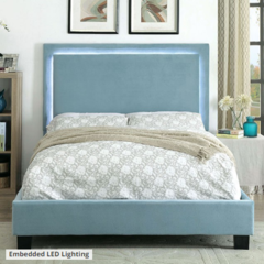 Furniture Of America - Lighted Light Blue Queen Bed