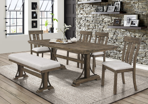 CrownMark - Quincy Rect Table w/4 Chairs & Bench