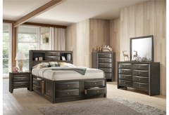 Crown Mark - Emily Grey King Storage Bed, D/M, NS, & Chest