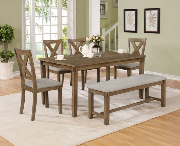 CrownMark - Clara Rect Table w/4 Chairs & Bench