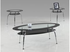 Crown Mark - Mila 3 Piece Occasional Table Set in Silver Finish