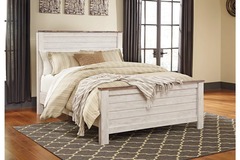 Ashley Furniture - Willowton Whitewash Queen Bed