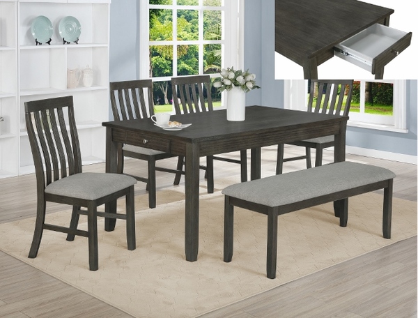 CrownMark - Nina Rect Table w/4 Chairs & Bench