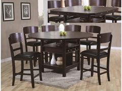 Crown Mark - Connor Counter Height Tbl w/6 Chairs, Lazy Susan