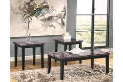 Ashley Furniture - Maysville - Black Faux Marble Coffee&End Tbl Set